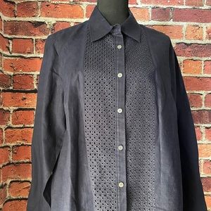 Talbots Navy blue linen top